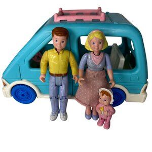 Fisher-Price 4831 Living Family 1993 Blue Minivan SUV Car Mom Baby Figures Vtg